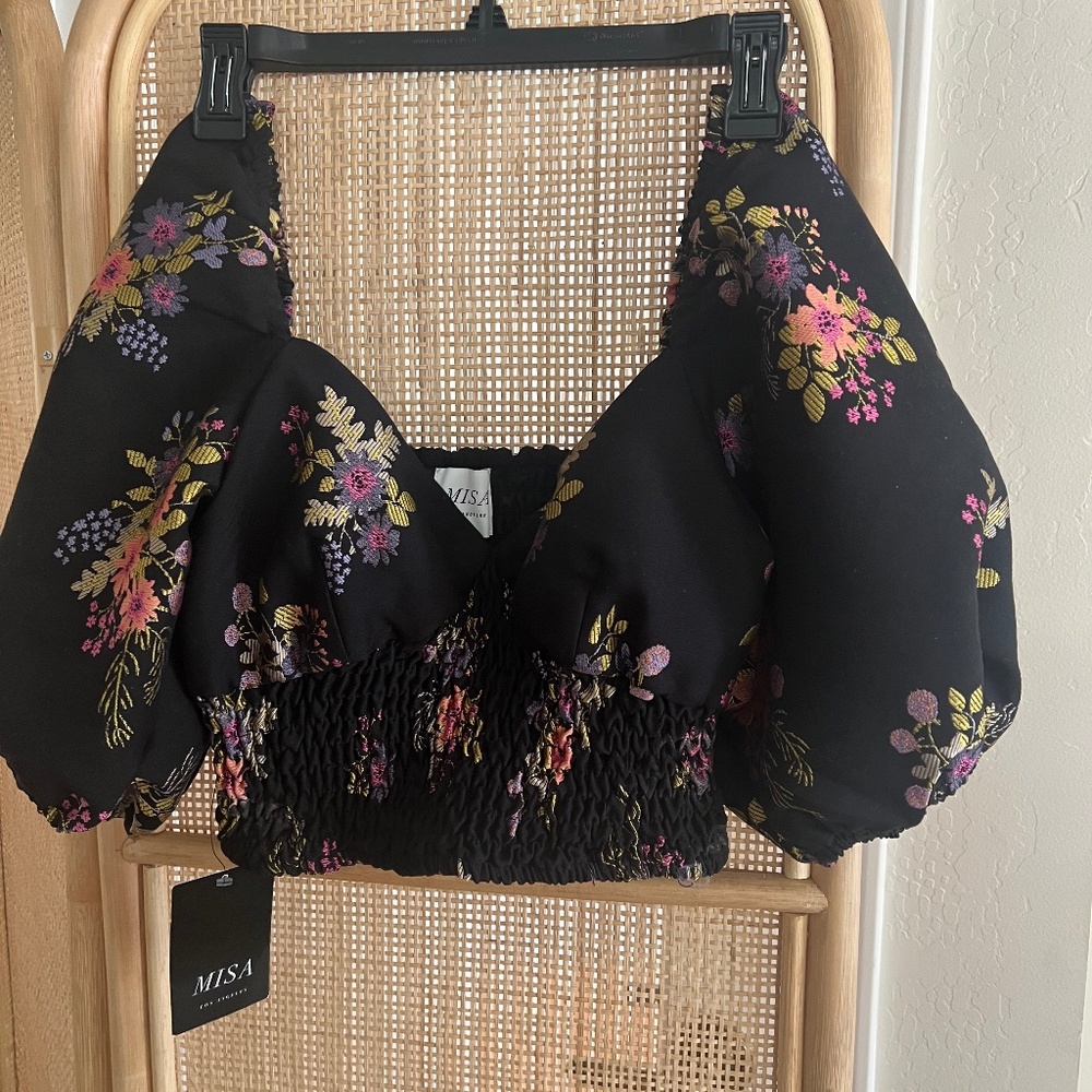 NWT MISA Los Angeles puff sleeve on/off shoulder top.